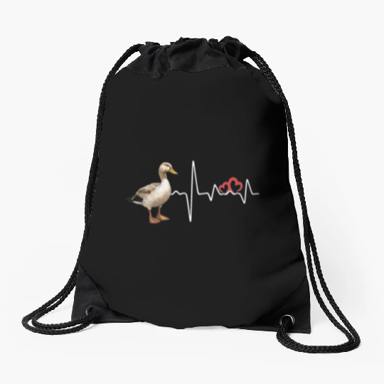 Duck Hunting Love Heartbeat Duck Hunter Drawstring Bags