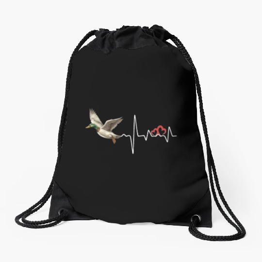Duck Hunting Love Heartbeat Duck Hunter Drawstring Bags