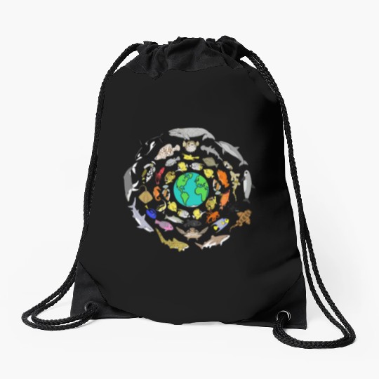 World Oceans Day Sea Life Drawstring Bags