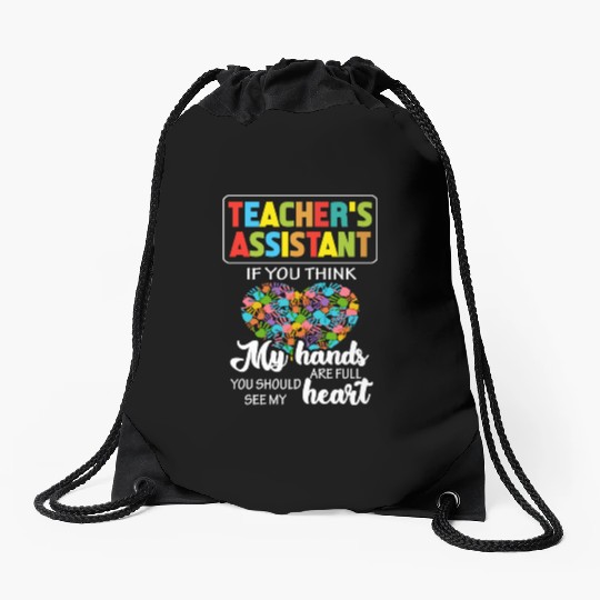 Teacher Assistant Cute Heart Quote Gift Drawstring Bags For