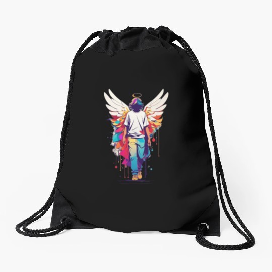Angel with no face Drawstring Bags