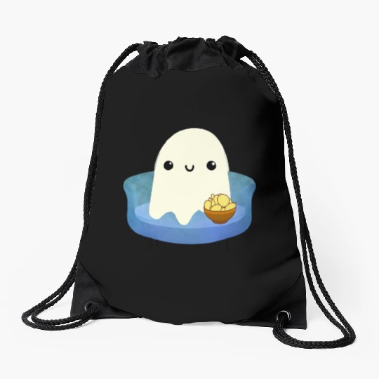Couch Potato Ghost With Potato Chips Drawstring Bags