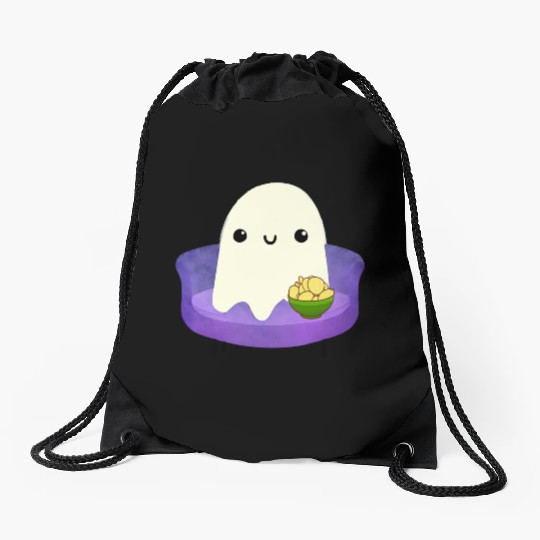 Couch Potato Ghost With Potato Chips Drawstring Bags