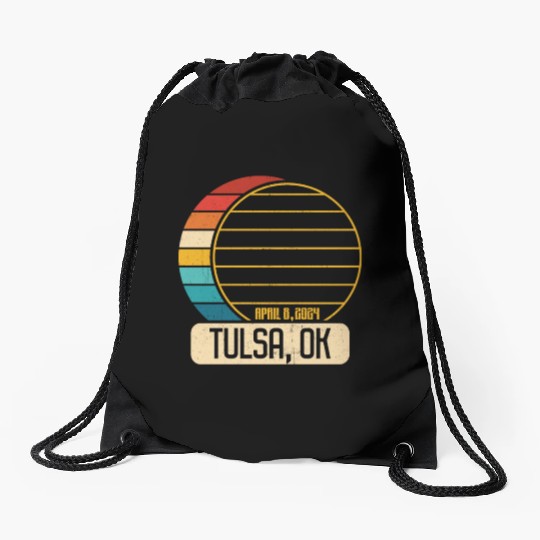 Total Solar Eclipse Oklahoma Tulsa April 28 2024Tu Drawstring Bags