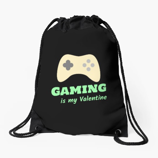 Gaming Is My Valentine Light Green Drawstring Bags