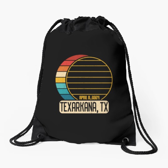 Total Solar Eclipse Texas Texarkana April 28 2024T Drawstring Bags