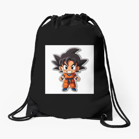 Goku Sticker Happy Bold Colors art toy style Drawstring Bags