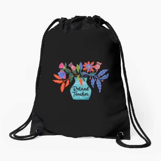 Retired Teacher Floral Retirement Of Teaching Drawstring Bags