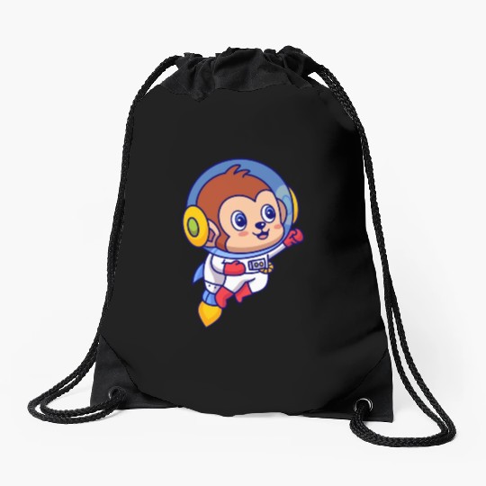 Flying Monkey Astronaut Drawstring Bags