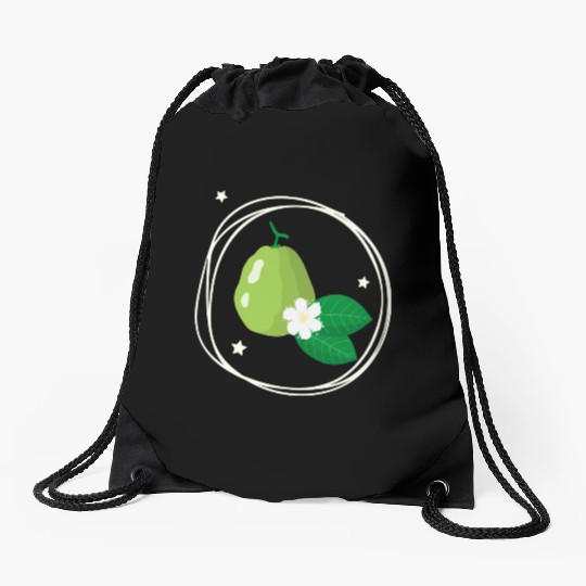 Guava With Flower And Leaves Drawstring Bags