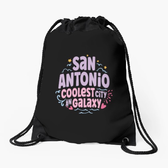San Antonio Coolest Galaxy Drawstring Bags