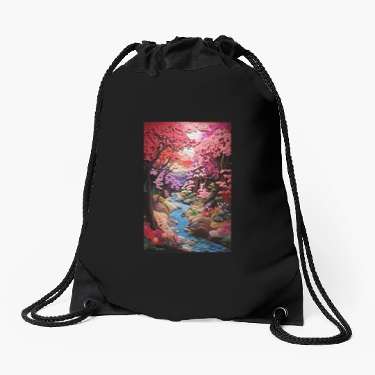 Multi-color Zen Garden river - Japanese Drawstring Bags