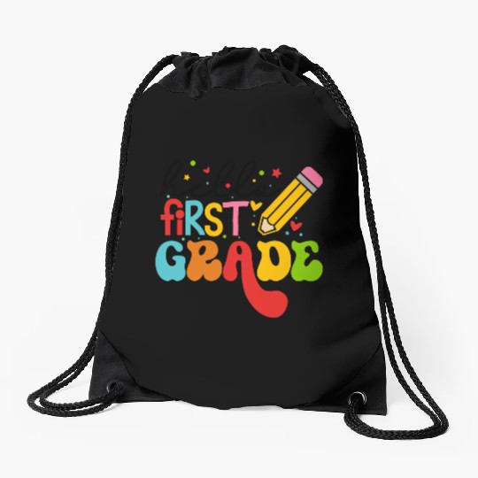 Back To School - Hello First Grade Drawstring Bags