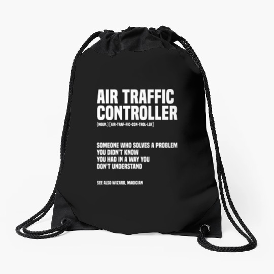 Funny Air Traffic Controller An Airplane Runway Drawstring Bags