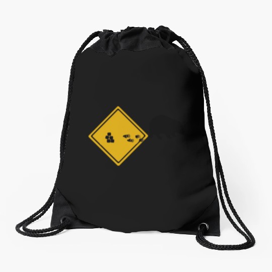 Wombat Poop Cubes Road Sign Drawstring Bags