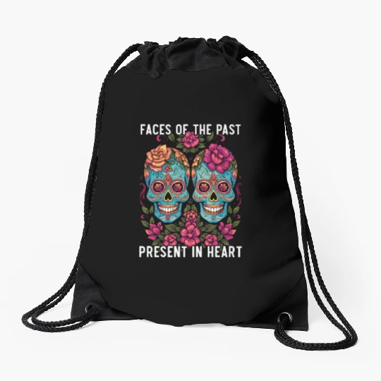 Dia De Los Muertos Sugar Skull Mexican Holiday Drawstring Bags