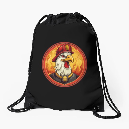 Fire department cock Drawstring Bags