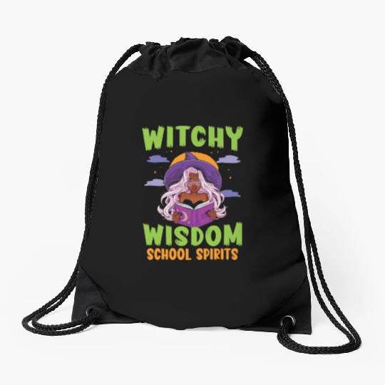 Witchy Wisdom School Spirits Teacher Halloween Drawstring Bags