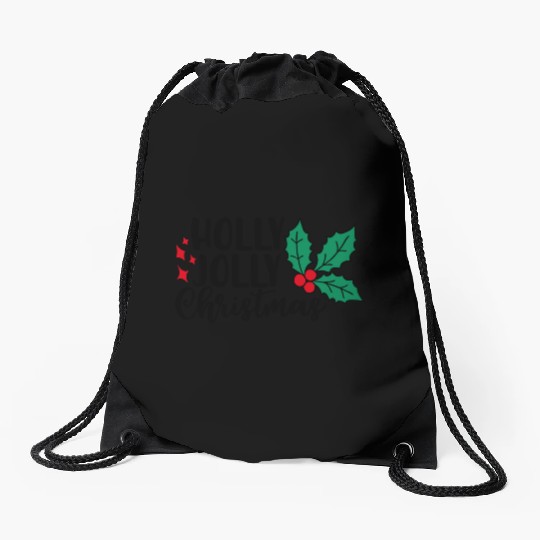 Holly Jolly Christmas Drawstring Bags