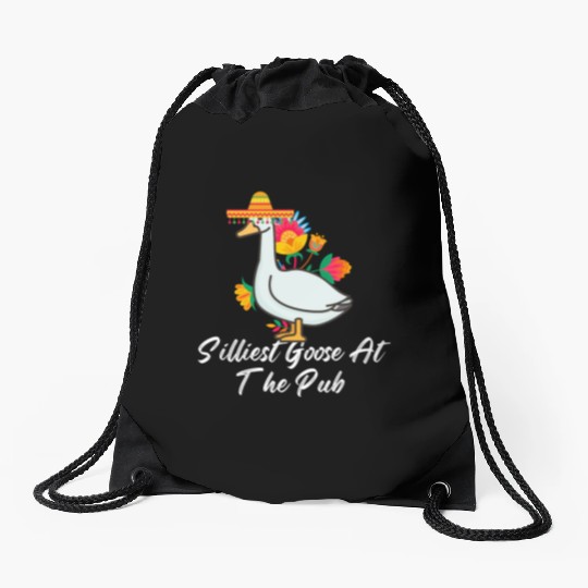 Silliest Goose at the pub cinco de mayo Drawstring Bags