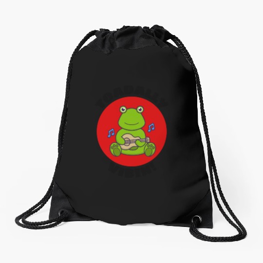 Toadally Vibin Toad Pun Drawstring Bags