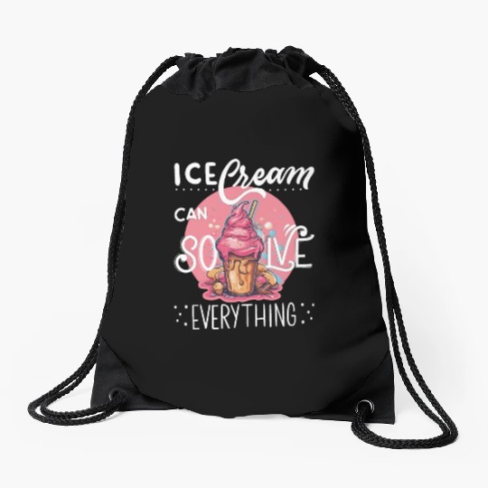 Ice cream can solve everything. Drawstring Bags