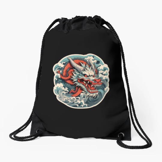 Japanese Dragon Drawstring Bags