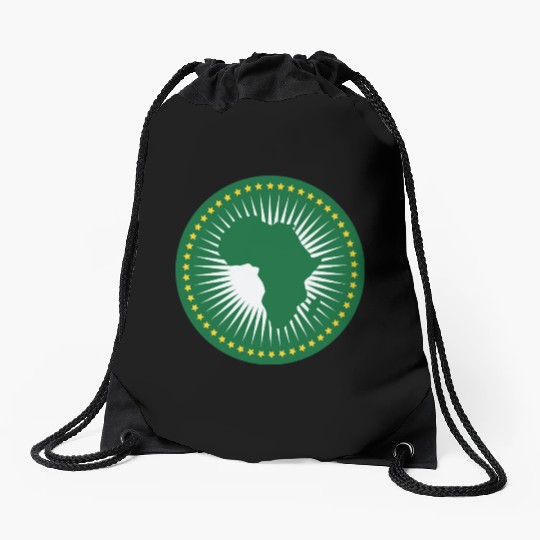 The african union flag, Green african union flag Drawstring Bags