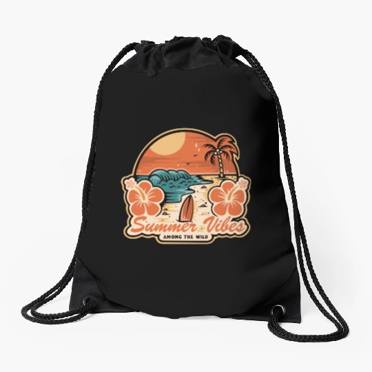 SUMMER VIBES: Among the Wild Drawstring Bags