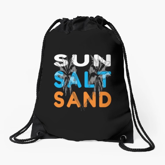 Sun,Salt, and Sand Beach Life Drawstring Bags
