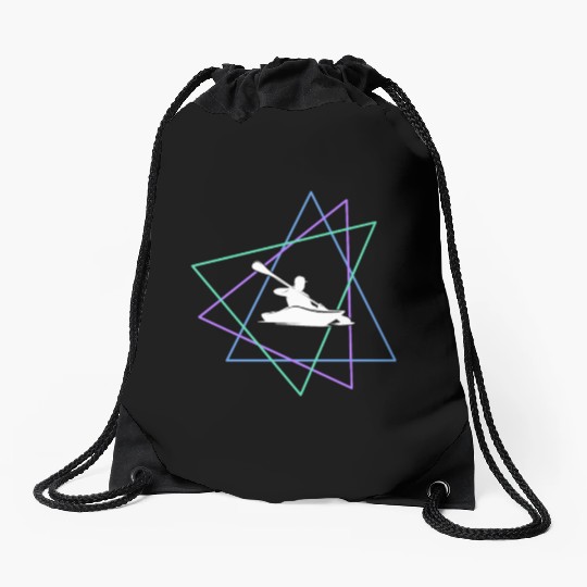 Geometric Kayak Adventure Drawstring Bags