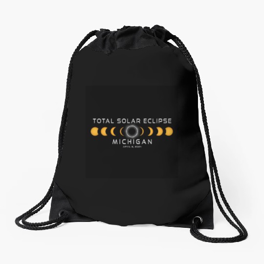 Michigan 2024 Eclipse Cool Souvenir April 8 Drawstring Bags