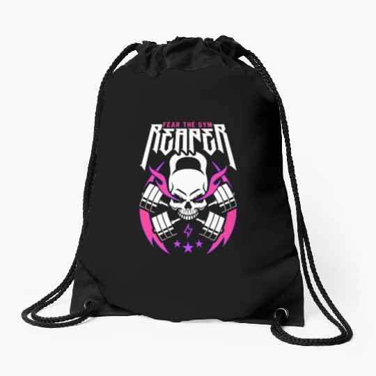 Fear The Gym Reaperabcdabcdabcdkettlebell Skull Drawstring Bags