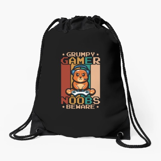 Gaming, Gaming, Video Game, Grumpy Cat Gamer Drawstring Bags