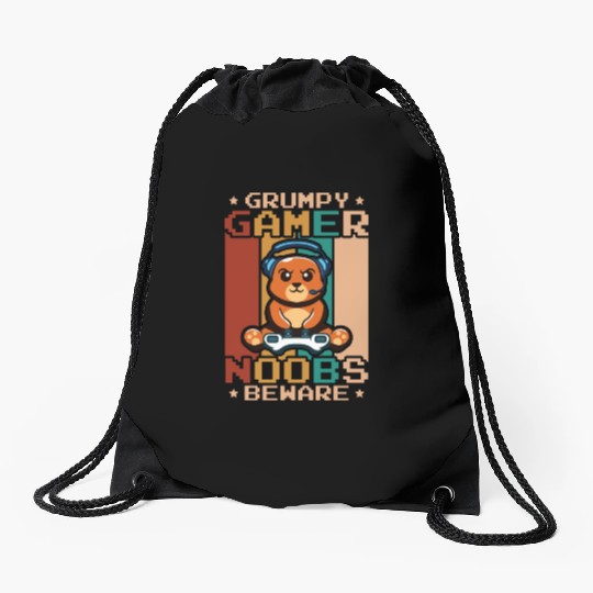 Gaming, Gaming, Video Game, Grumpy Cat Gamer Drawstring Bags