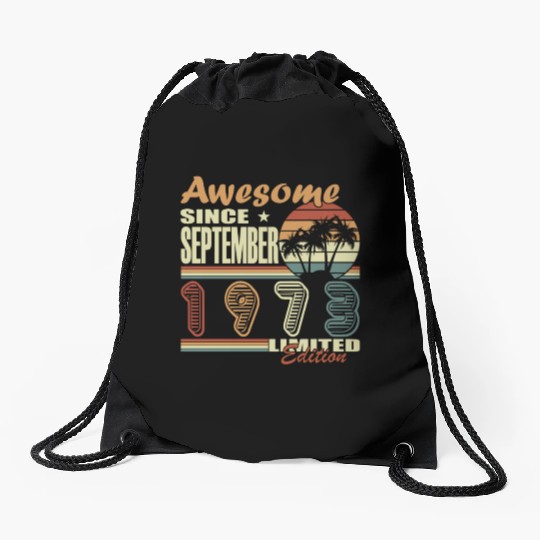 september 1973 Anniversary september 1973 septembe Drawstring Bags