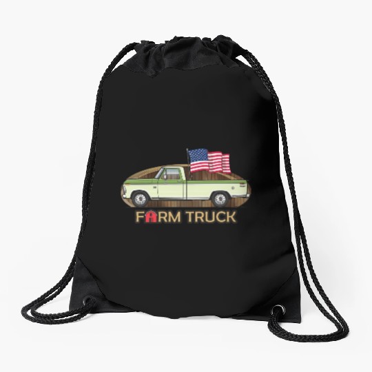 Farm Truck Light Green Drawstring Bags