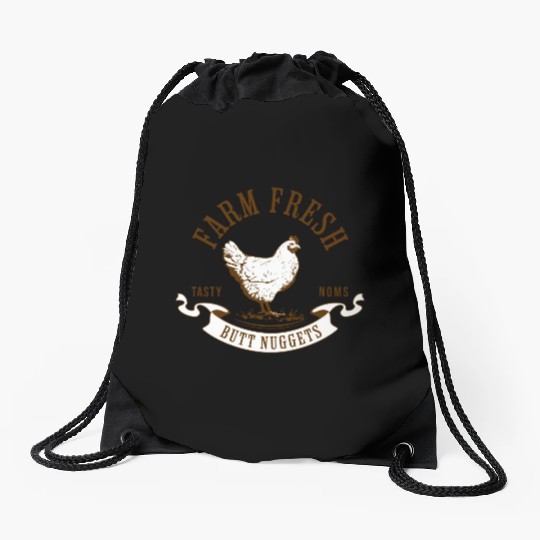 Chicken Lover Farm Fresh Butt Nuggets Funny Farmer Drawstring Bags