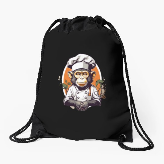 monkey chef Drawstring Bags