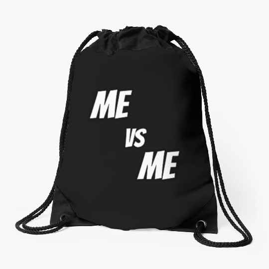 Me vs Me (white) Drawstring Bags