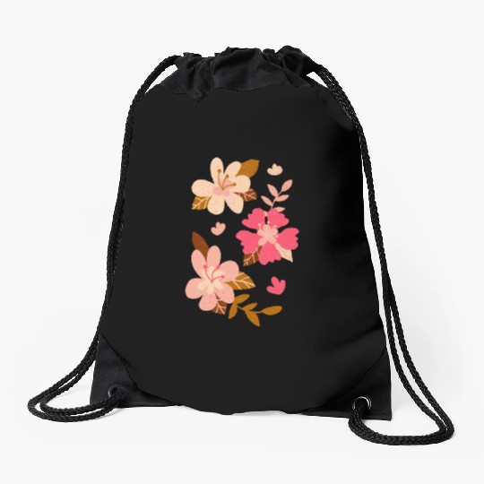 Pink Hibiscus Flowers Drawstring Bags