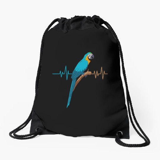 Macaw Heart Beat Parrot Bird Parrots Macaws Drawstring Bags