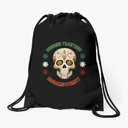 Mexican calavera Drawstring Bags