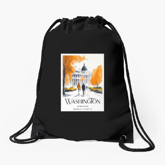 Watercolor painting loving couple in Washington DC Drawstring Bags