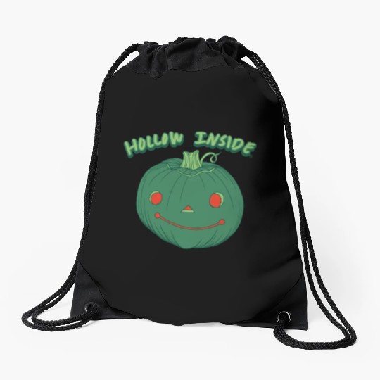Hollow Inside - Punny Green Jack-o-Lantern Pumpkin Drawstring Bags