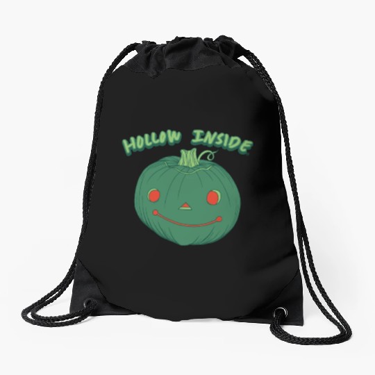 Hollow Inside - Punny Green Jack-o-Lantern Pumpkin Drawstring Bags