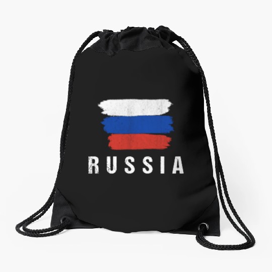Painted Russia Flag Russian Flag Fan Drawstring Bags