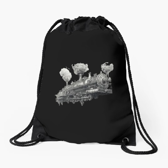 Sky train Drawstring Bags