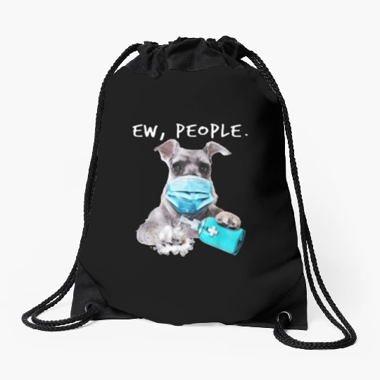 Miniature Schnauzer Ew People Dog Wearing A Face Drawstring Bags