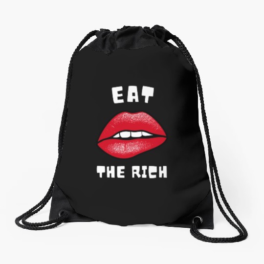 Eat The Rich Red Lips Socialist Drawstring Bags